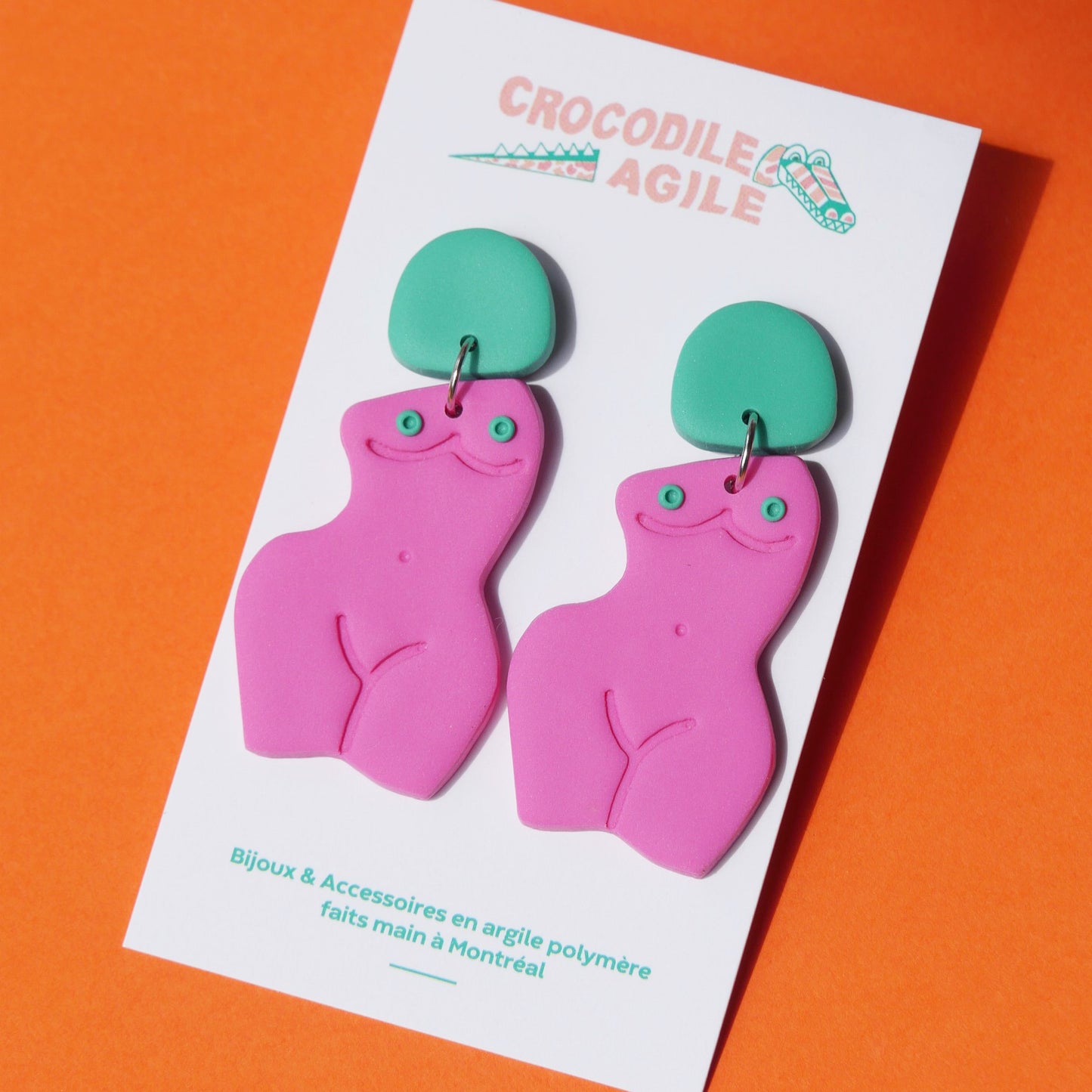 Boucles d'oreilles - corps de femme rose | Collection Agrippine