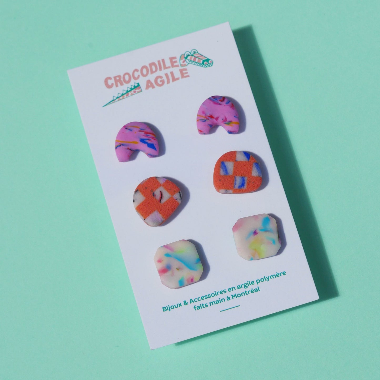 Boucles d'oreilles minimalistes en argile polymère | Stud pack (plusieurs choix)