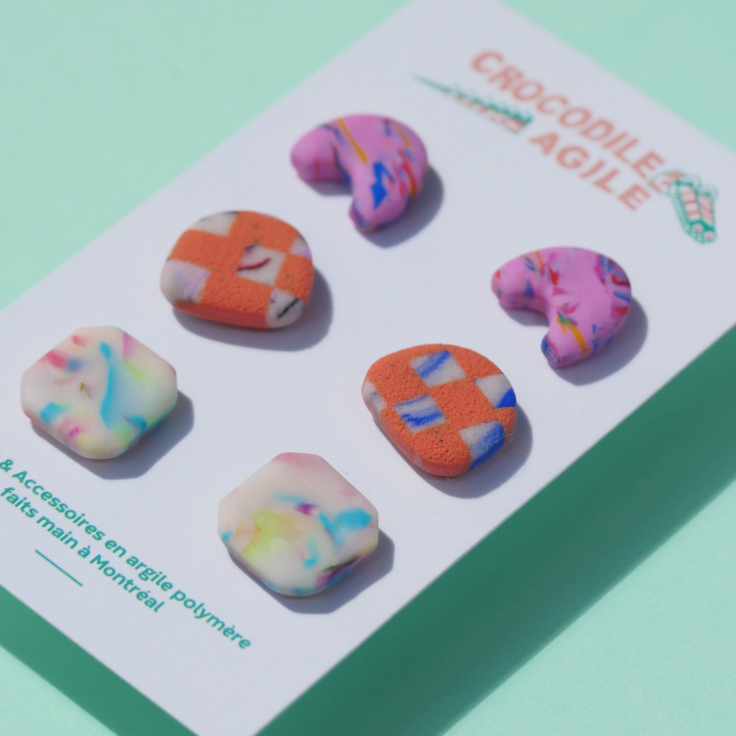 Boucles d'oreilles minimalistes en argile polymère | Stud pack (plusieurs choix)