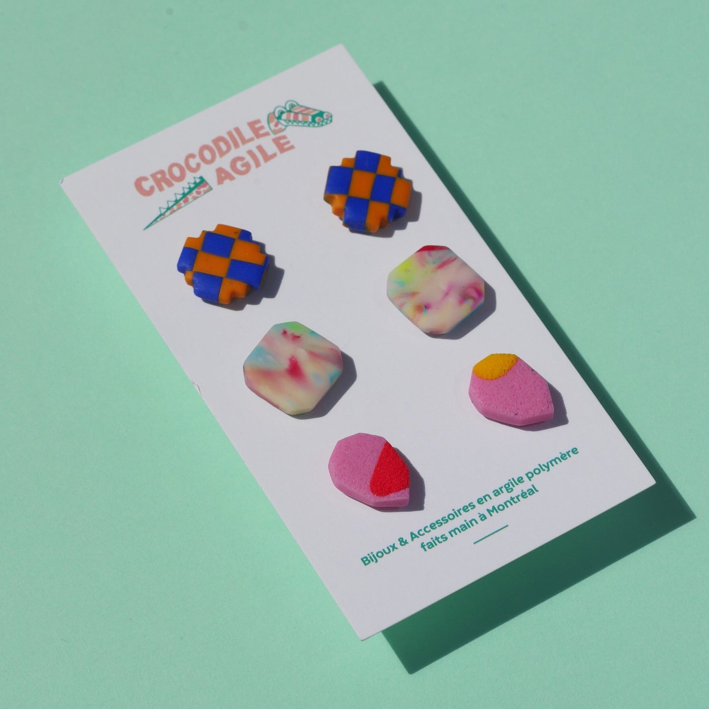 Boucles d'oreilles minimalistes en argile polymère | Stud pack (plusieurs choix)