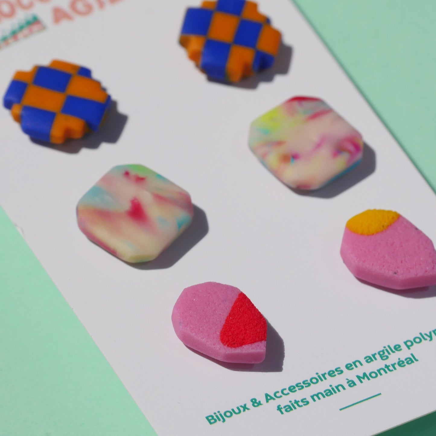Boucles d'oreilles minimalistes en argile polymère | Stud pack (plusieurs choix)