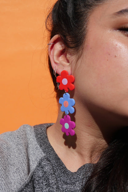 Boucles d'oreilles - trio de fleurs | Collection Pétunia