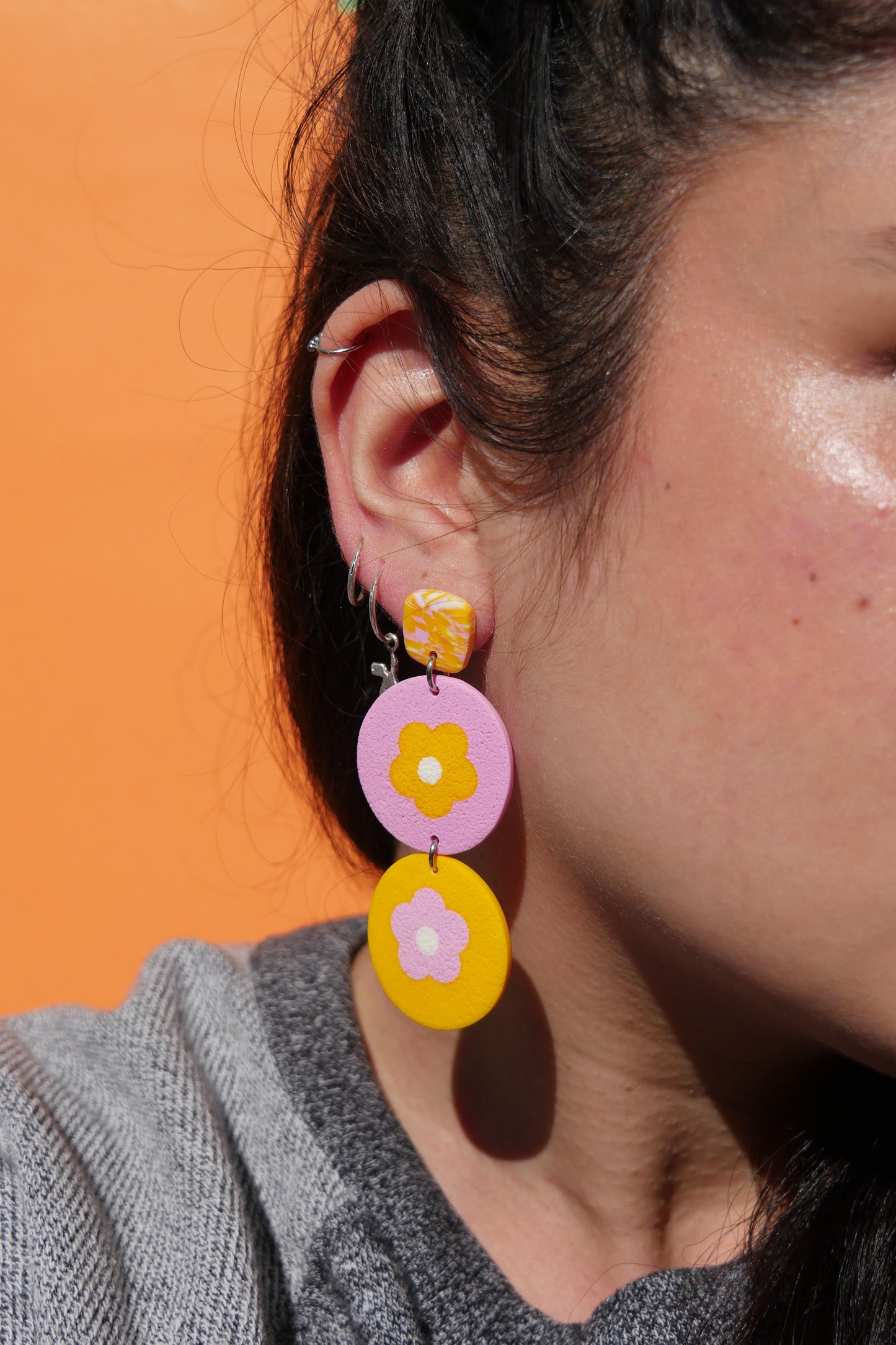 Boucles d'oreilles - Cylindre fleurs | Collection Pétunia