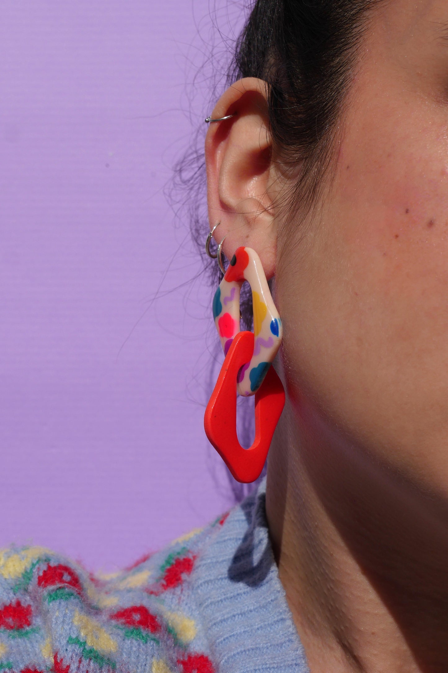 Boucles d'oreilles - Losange fleuri | Collection Pétunia