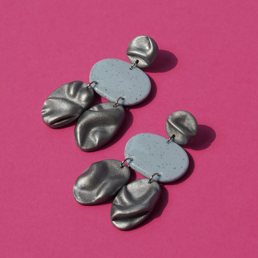 Boucles d'oreilles - Ondes bleutées | Collection Doris SOLDES