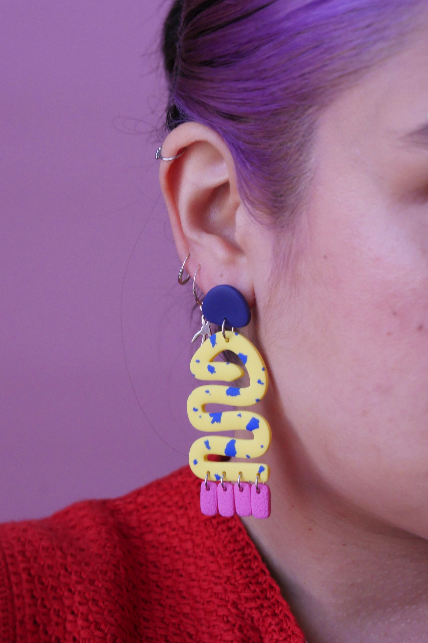 Boucles d'oreilles - Serpentin jaune & confettis | SOLDES