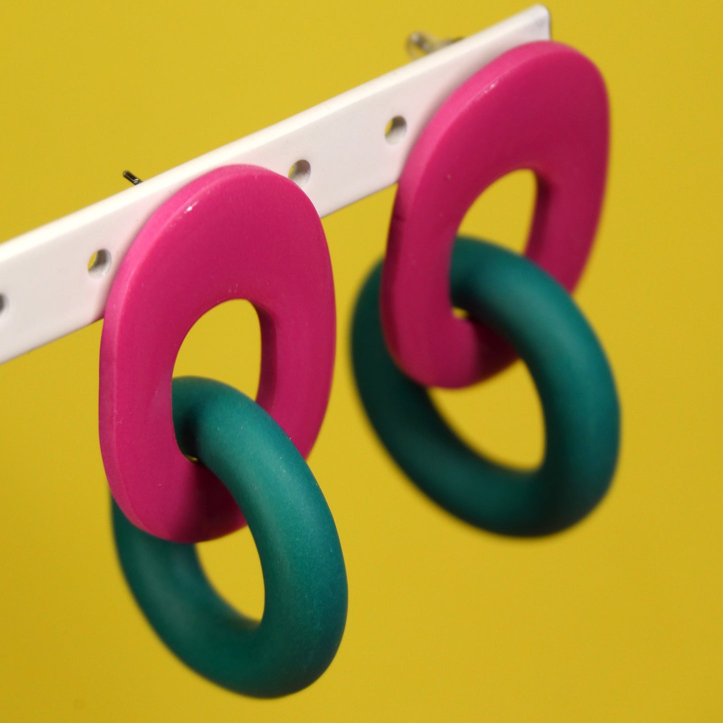 Boucles d'oreilles Lauriette - géométrique vert & rose | Collection Permanente