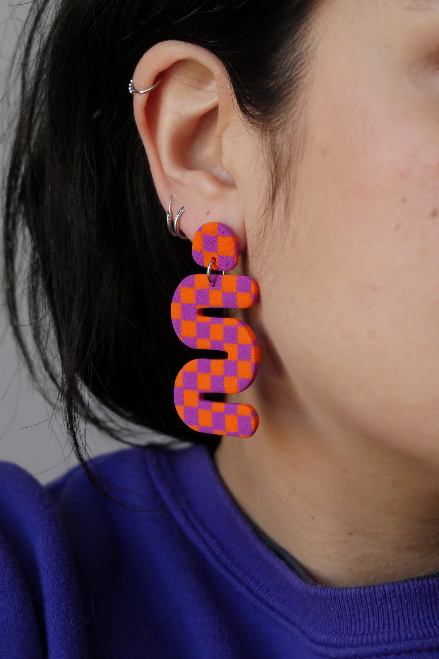 Boucles d'oreilles Louna - checkerboard serpentin | Collection Permanente