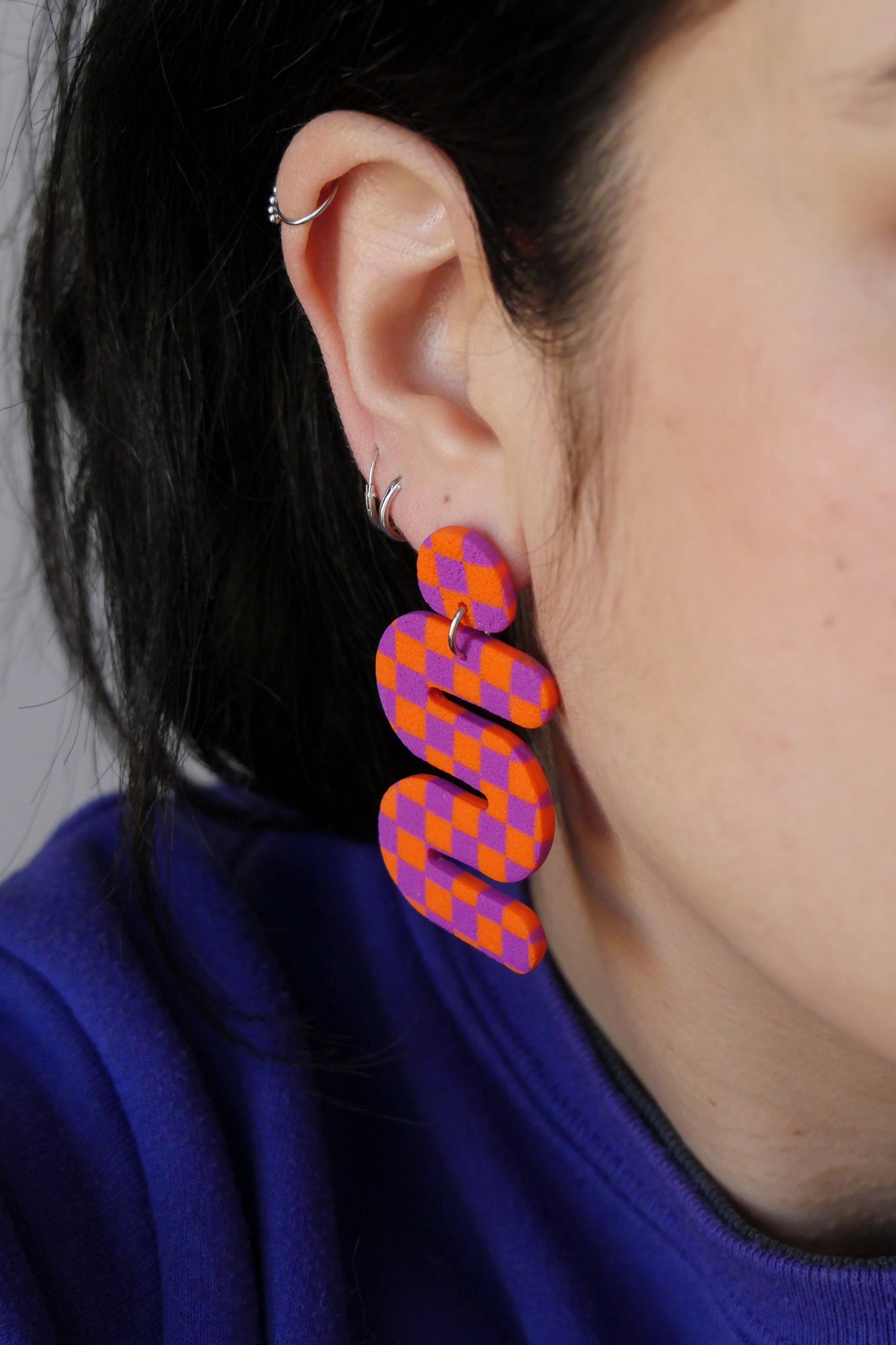 Boucles d'oreilles Louna - checkerboard serpentin | Collection Permanente