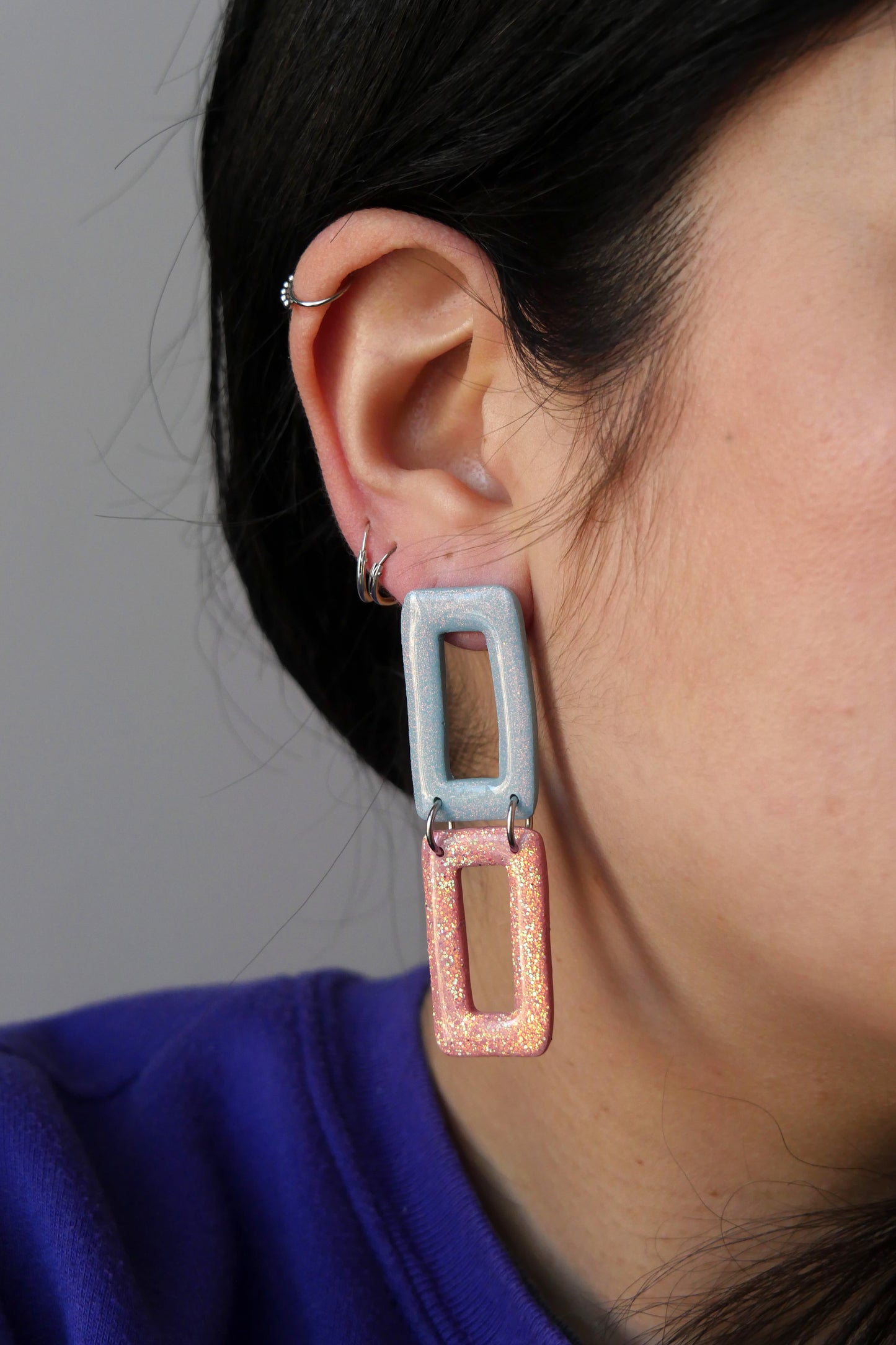 Boucles d'oreilles - Rectangles paillettes | SOLDES