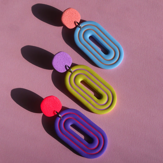 Boucles d'oreilles Ovale - Colorblock (3 coloris) | Collection Pam