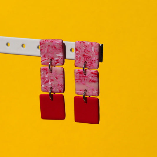 Boucles d'oreilles - Mini carré marbré | SOLDES