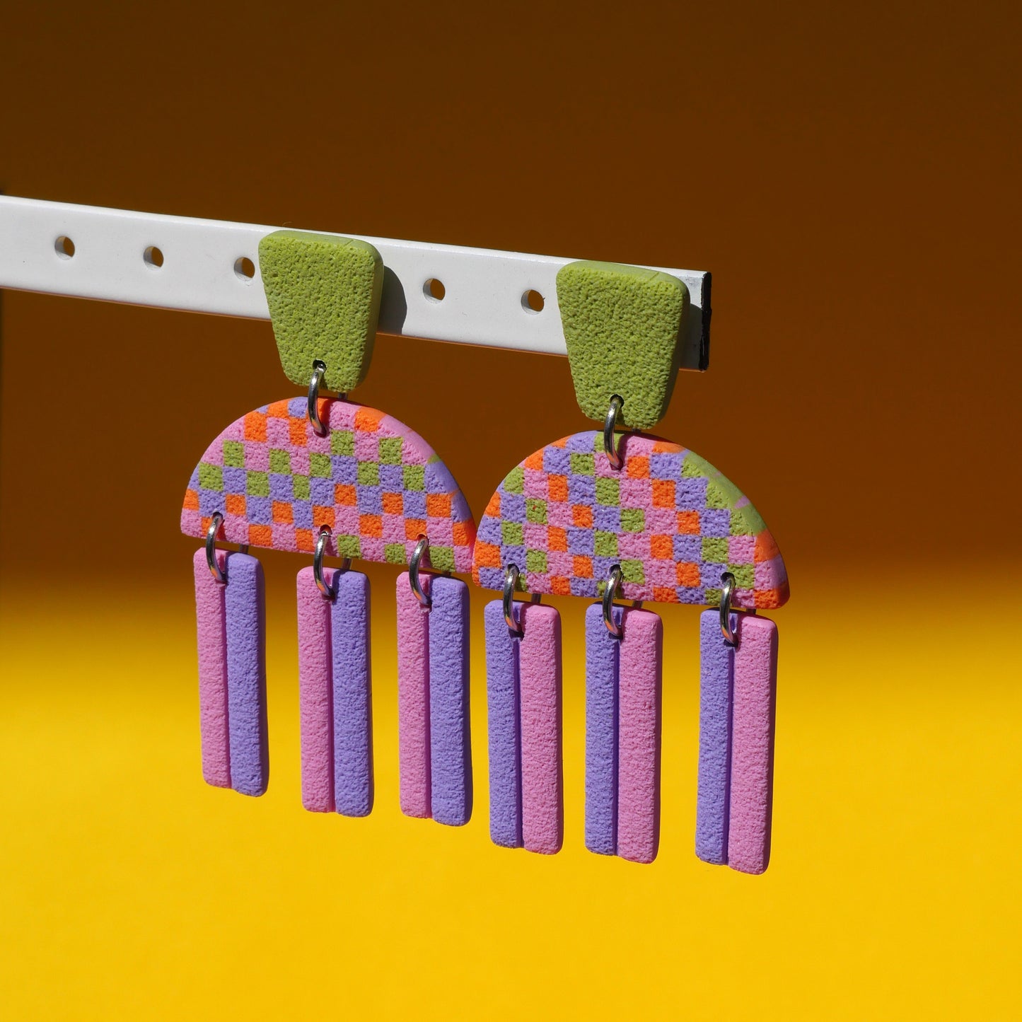 Boucles d'oreilles - Damier à frange | SOLDES