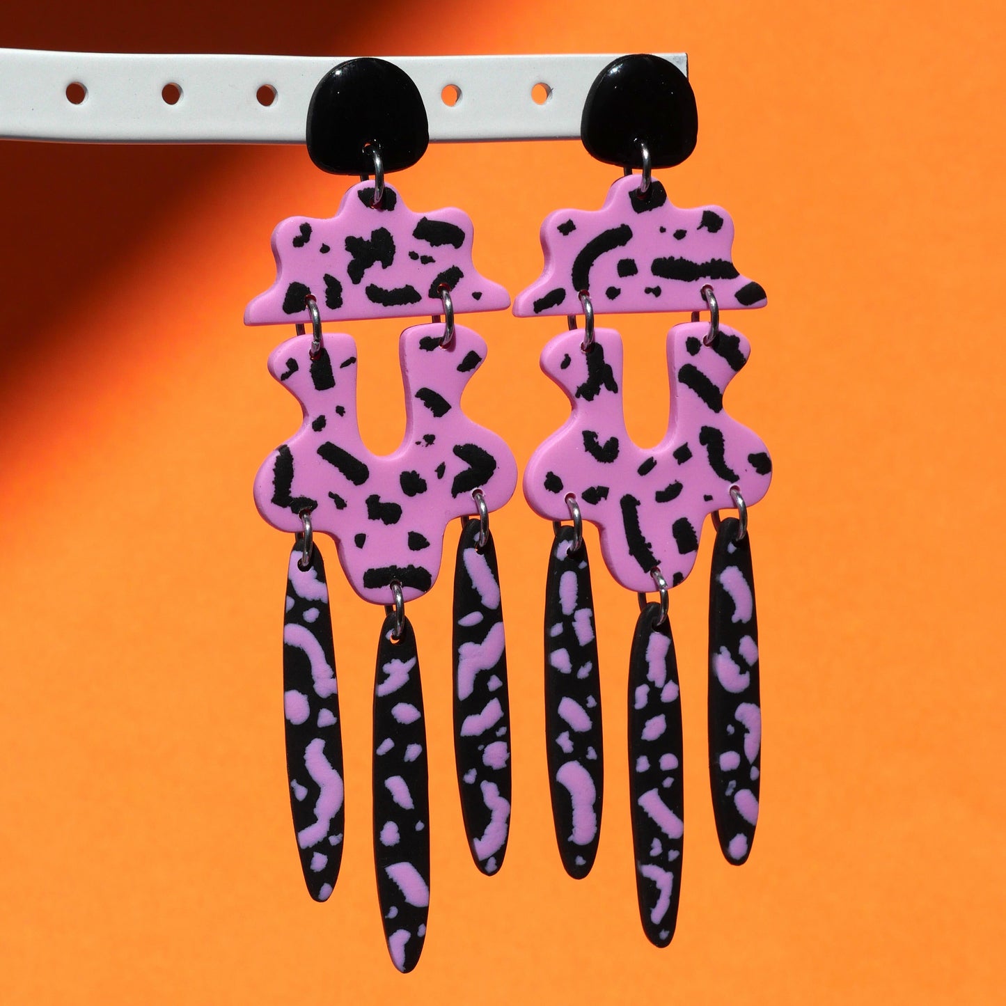 Boucles d'oreilles - Confettis noir & rose | SOLDES