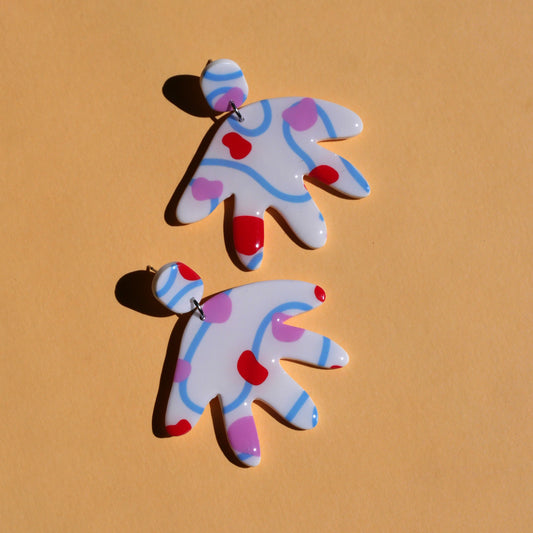 Boucles d'oreilles - Blanc & lignes | Collection Pam