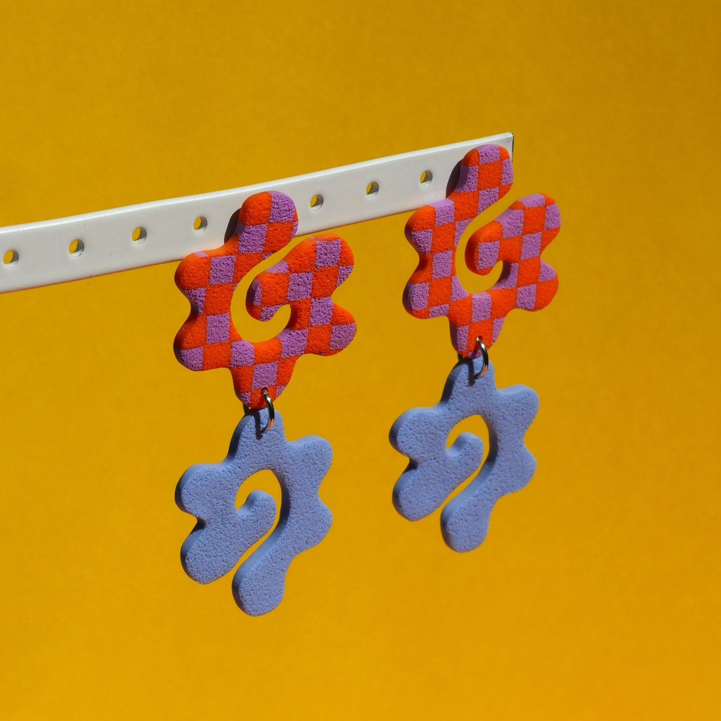 Boucles d'oreilles - Tourbillon damier & bleu | Collection Pam