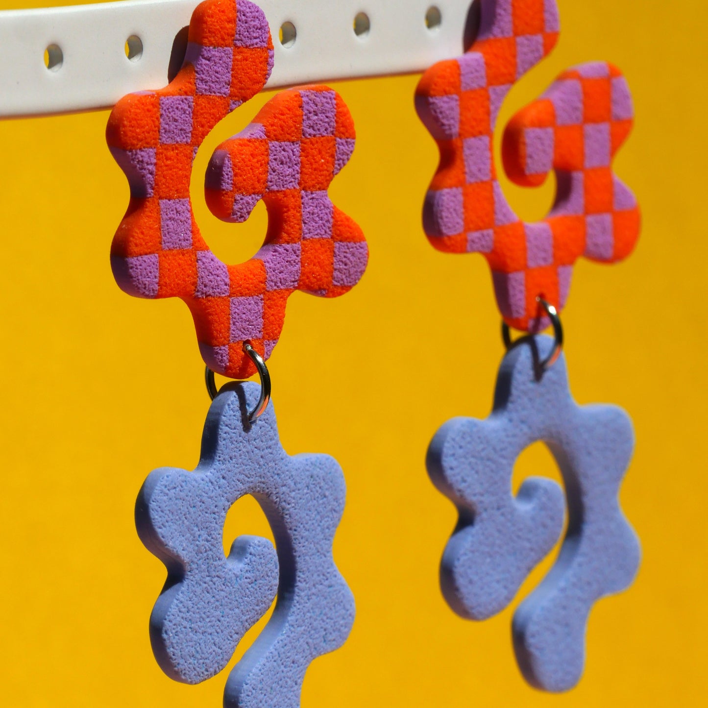 Boucles d'oreilles - Tourbillon damier & bleu | Collection Pam