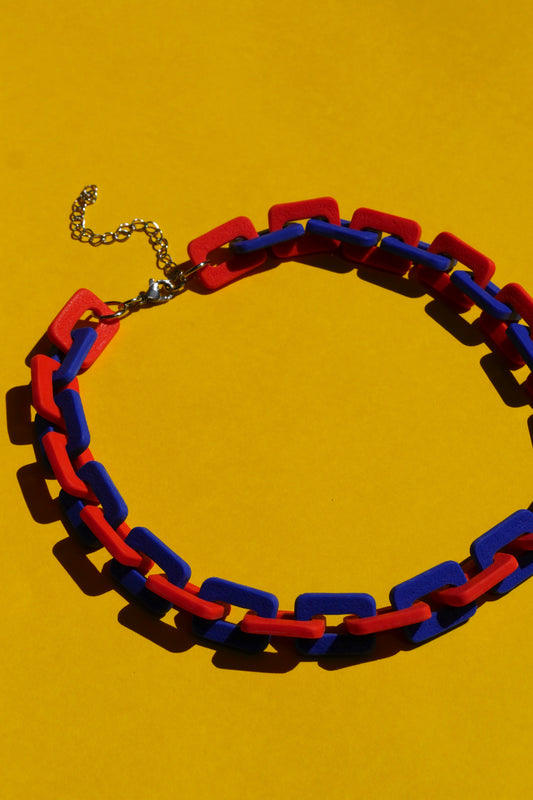 Collier chaîne - bleu & orange | Collection Doris