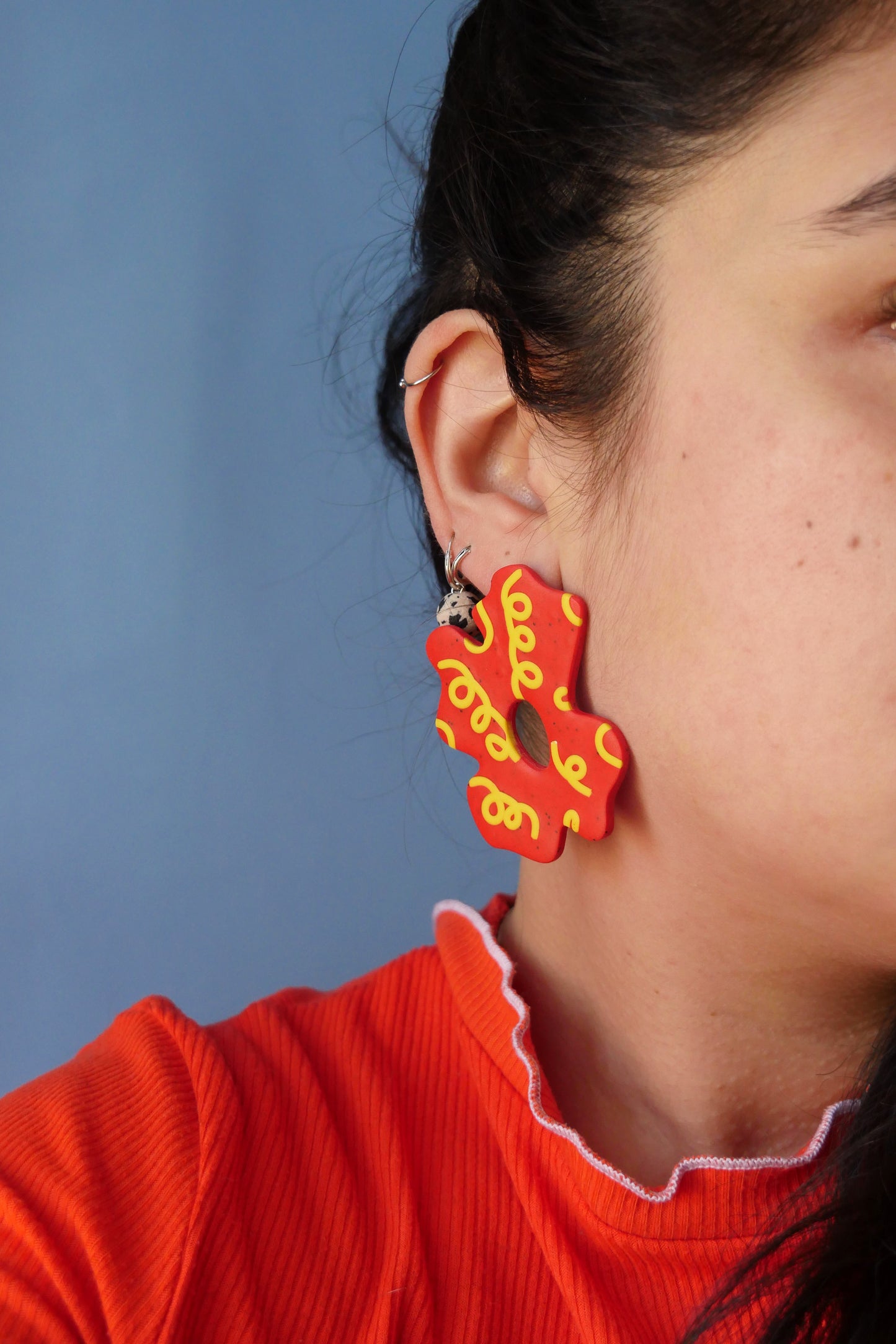 Boucles d'oreilles stud - Big fleur rouge | Collection Pam