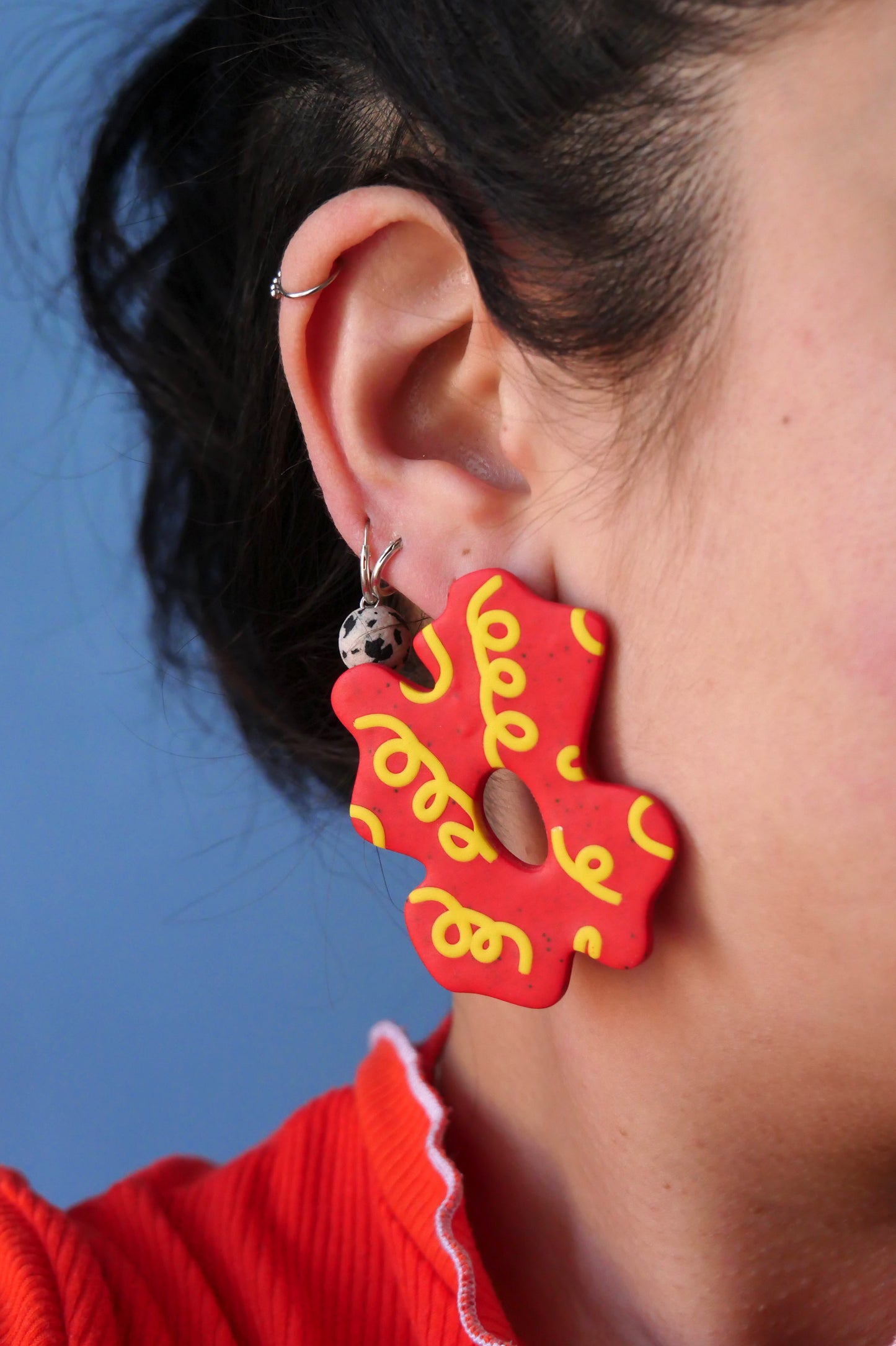 Boucles d'oreilles stud - Big fleur rouge | Collection Pam