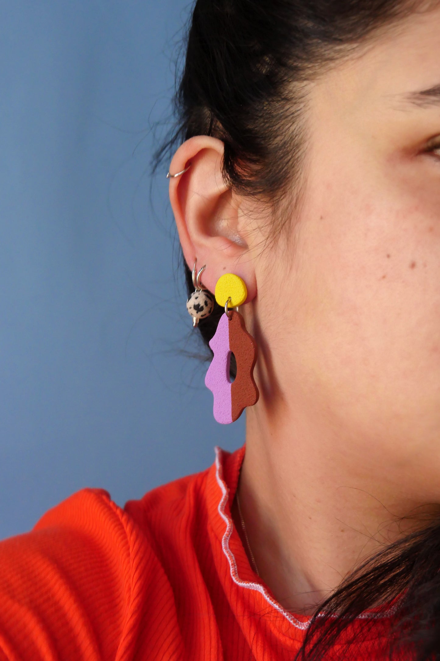 Boucles d'oreilles - Fleur bi-color | Collection Pam