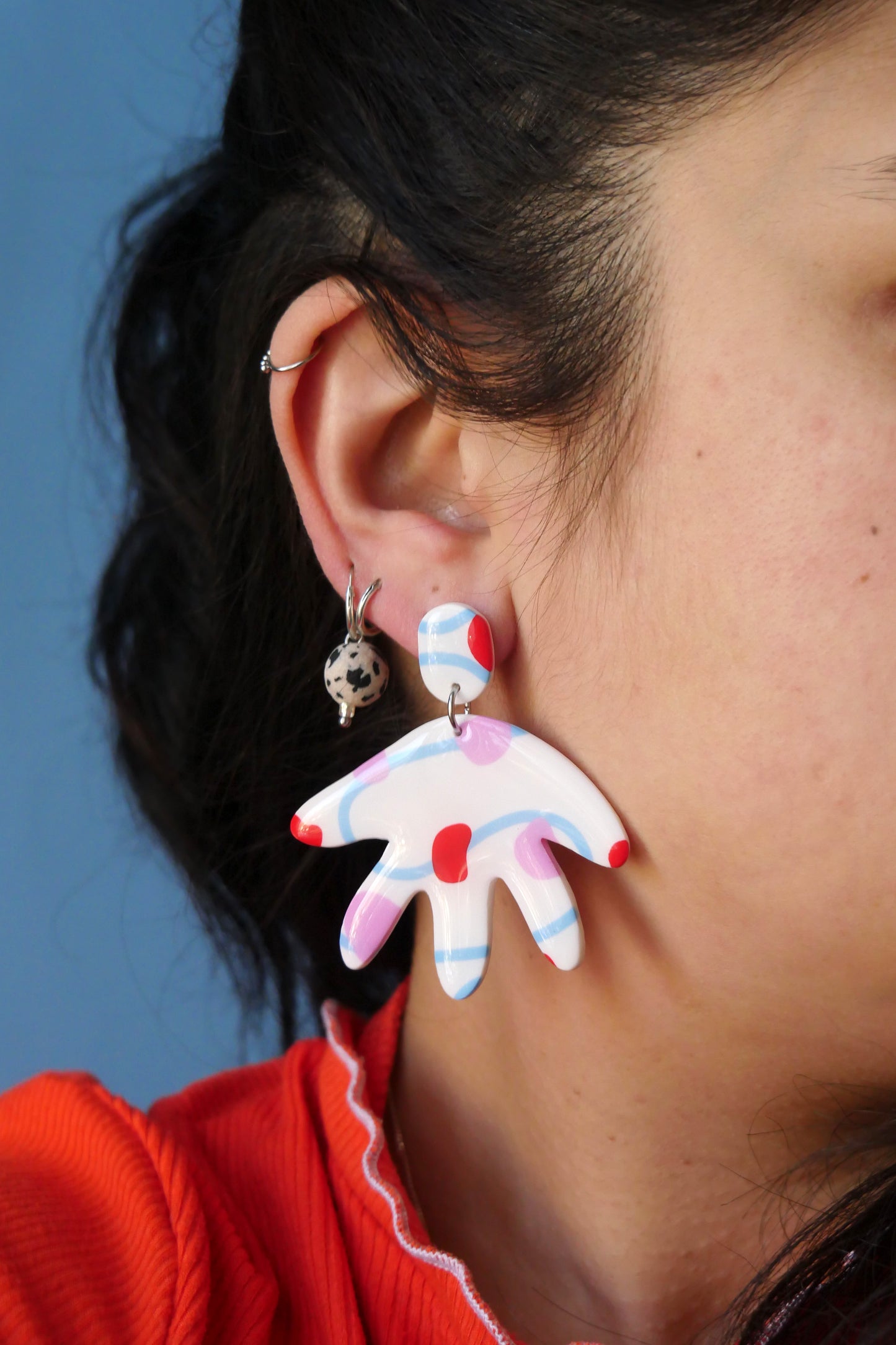 Boucles d'oreilles - Blanc & lignes | Collection Pam