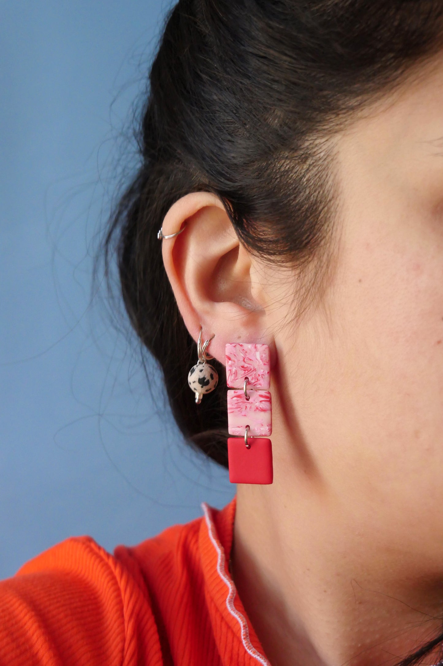 Boucles d'oreilles - Mini carré marbré | SOLDES