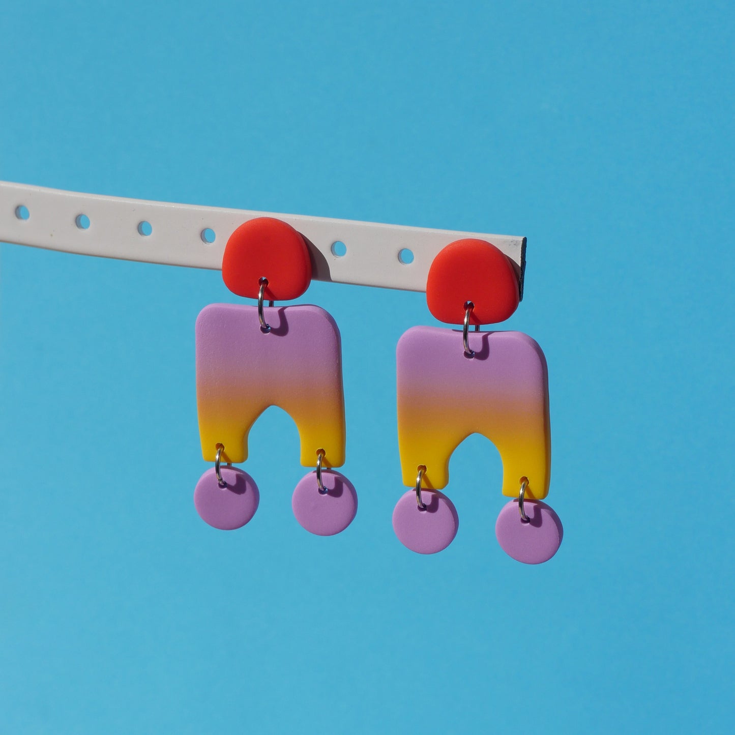 Boucles d'oreilles arch argile polymère - Coucher de soleil | Collection Millie