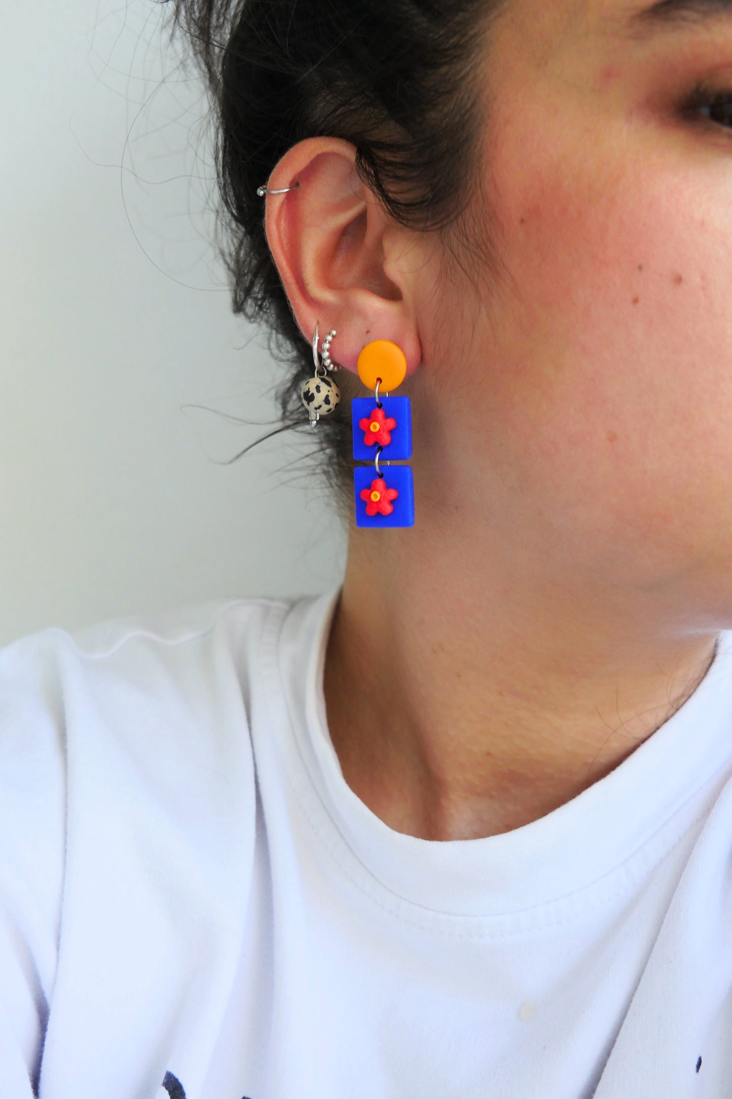 Boucles d'oreilles Carré fleurs | Collection Cléo