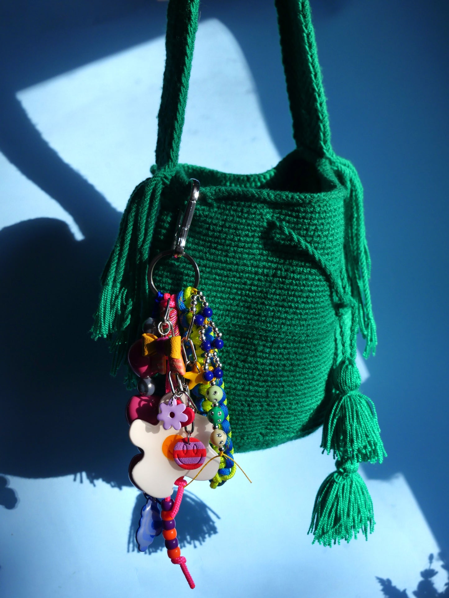 Bag charm - Unique grigri keychain charms in colorful polymer clay with beads and chains | Accessories