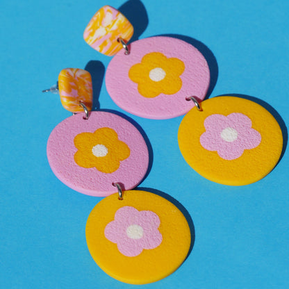 Boucles d'oreilles - Cylindre fleurs | Collection Pétunia
