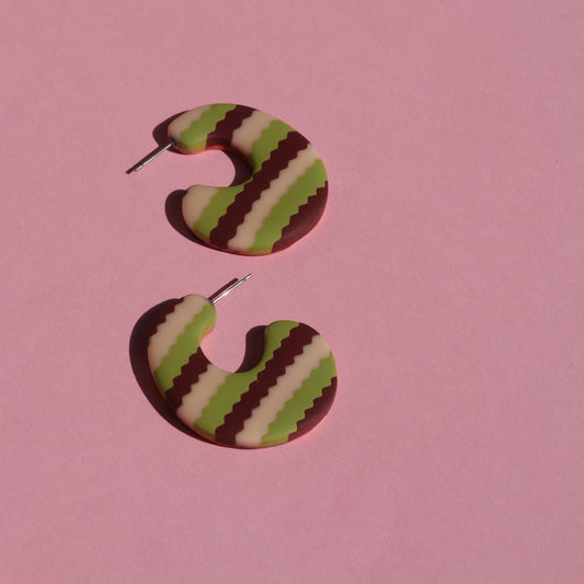 Boucles d'oreilles - Créole rétro rayures | Collection Unique SOLDES