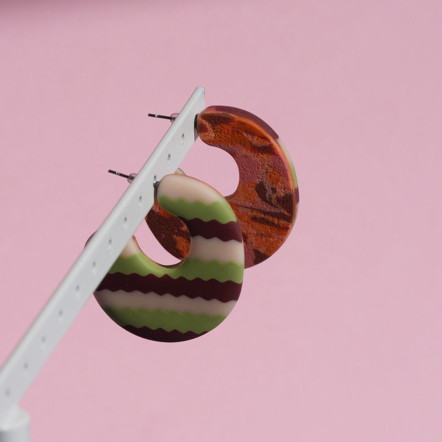 Boucles d'oreilles - Créole rétro rayures | Collection Unique SOLDES