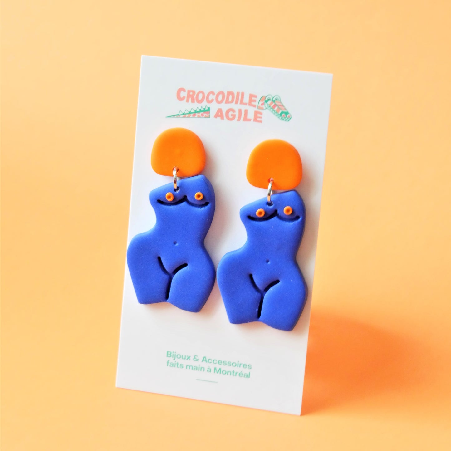 Boucles d'oreilles - corps de femme bleu klein | Collection AGRIPPINE