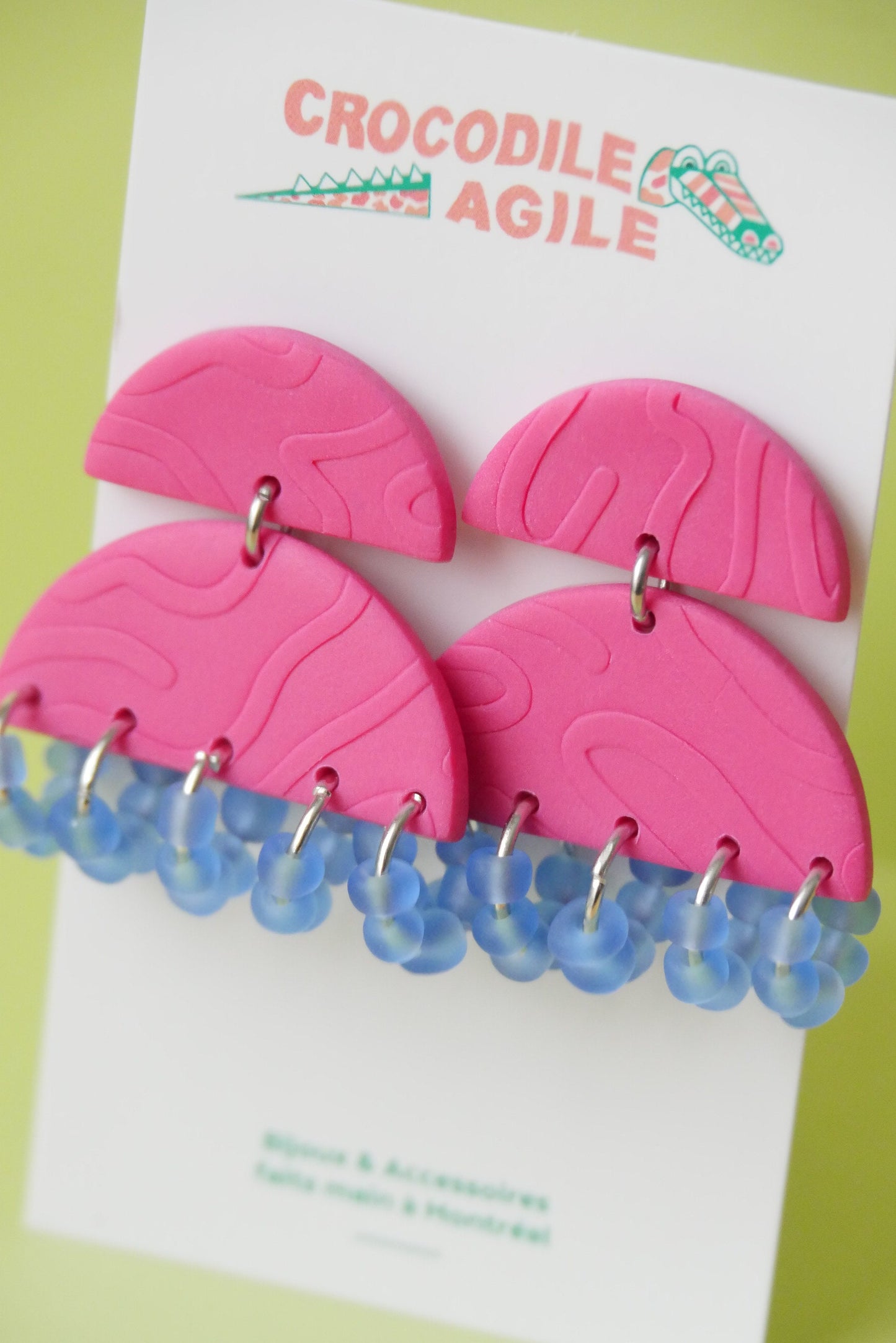 Boucles d'oreilles rose avec perles | Soldes