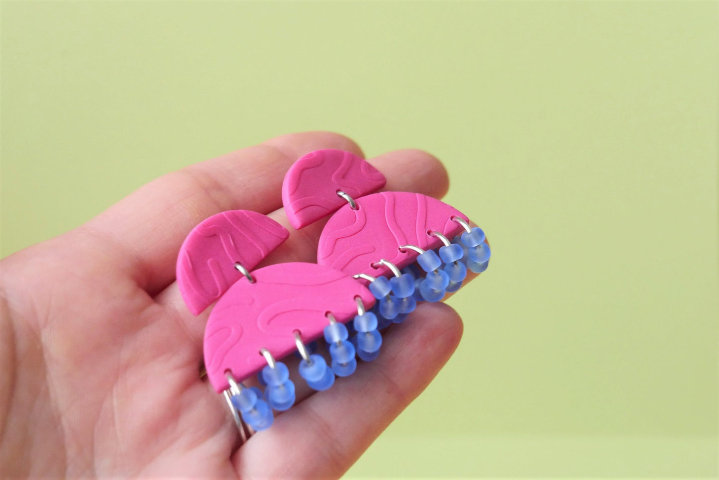 Boucles d'oreilles rose avec perles | Soldes