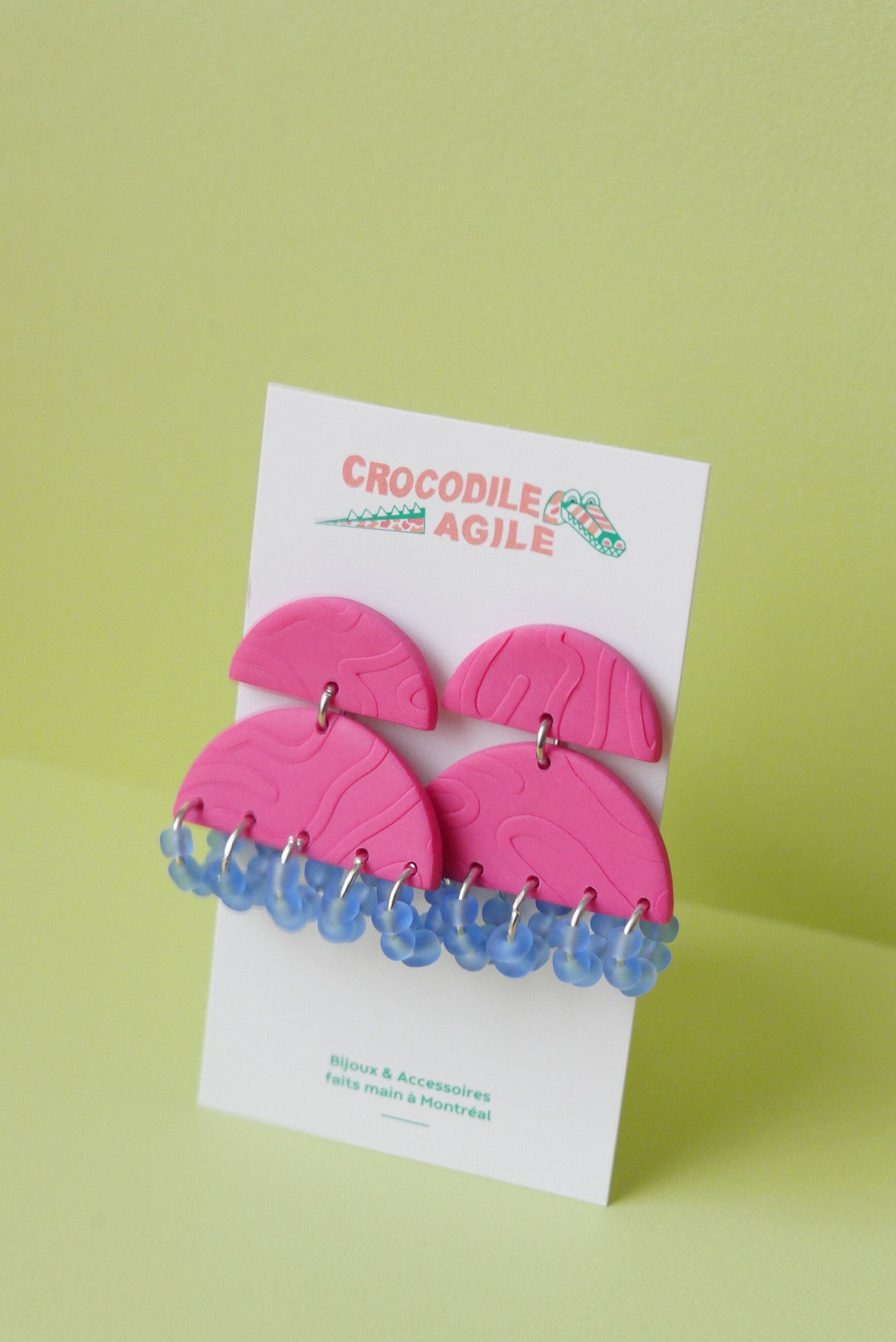 Boucles d'oreilles rose avec perles | Soldes