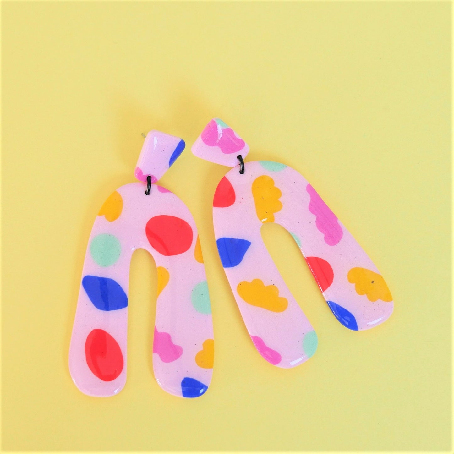 Solveig Polymer Clay Earrings - Arch Pink &amp; Confetti | Permanent Collection