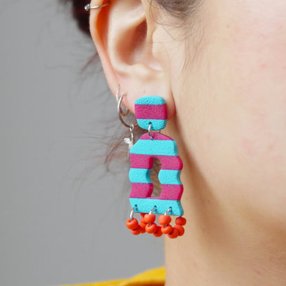 Earrings - stripes and pearls | SALE