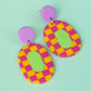Boucles d'oreilles damier multicolore