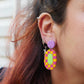 Boucles d'oreilles damier multicolore