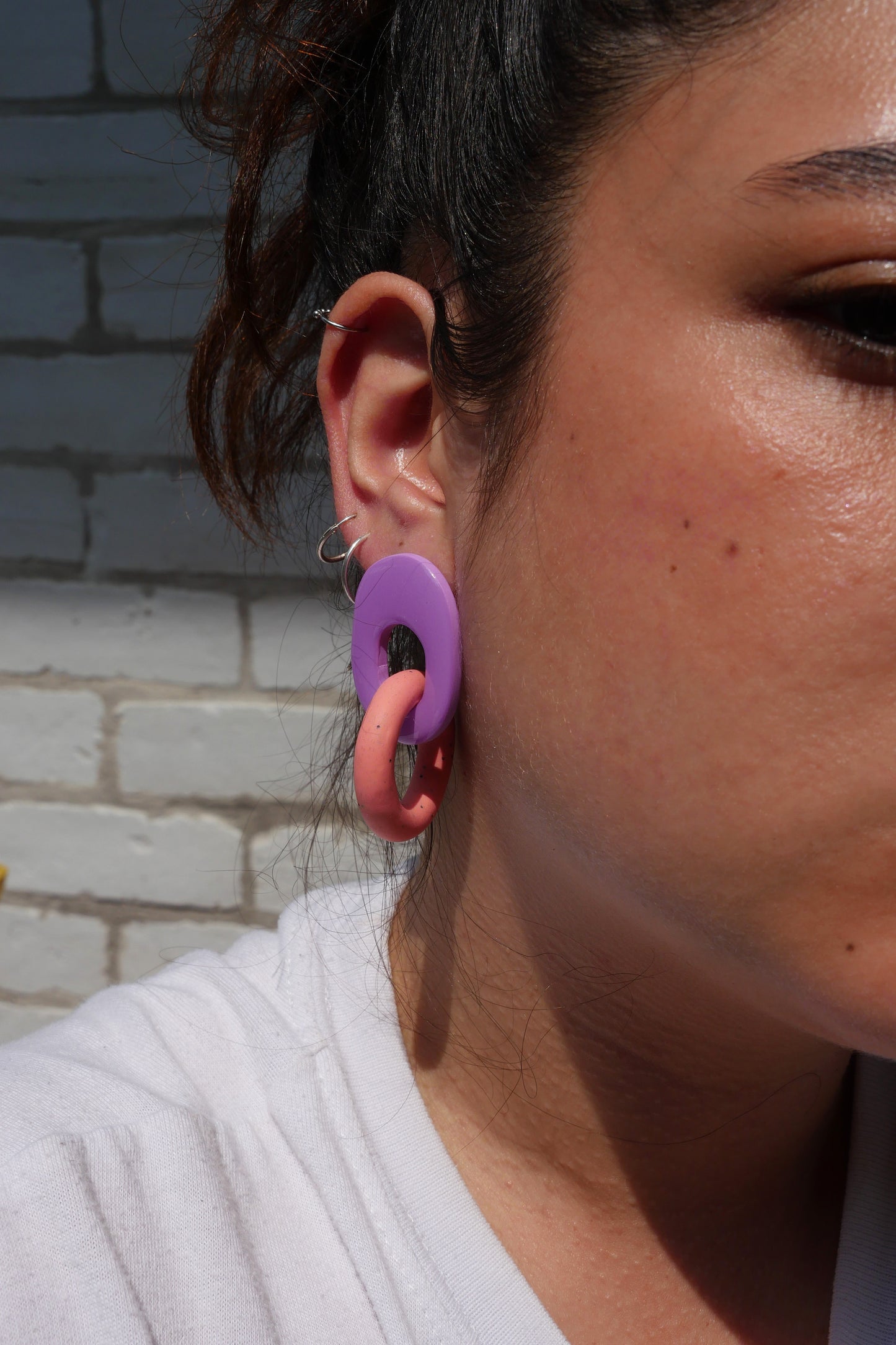 Boucles d'oreilles - Lauriette mauve & corail | Collection Garance