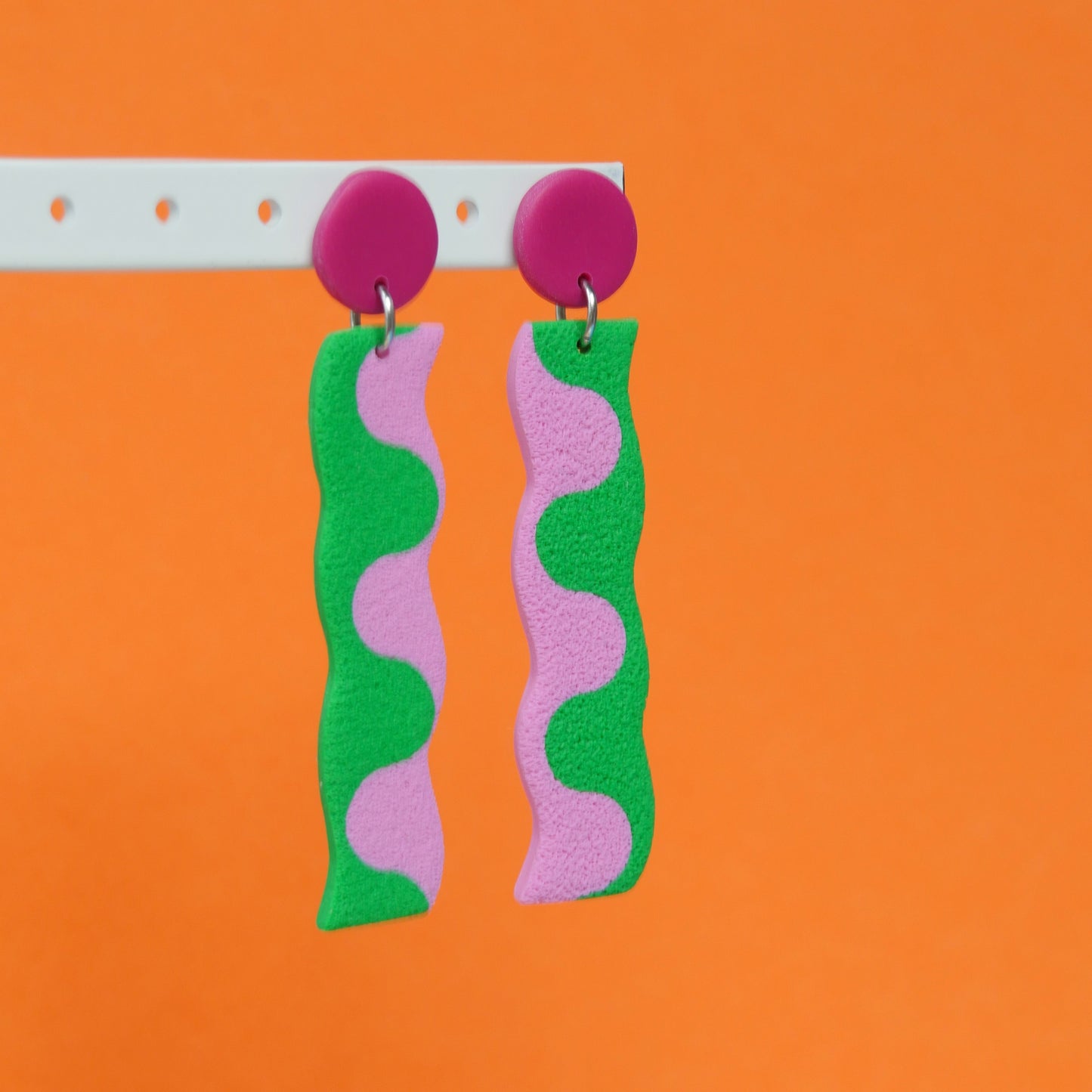 Earrings - Two-tone green &amp; pink stem | Garance Collection