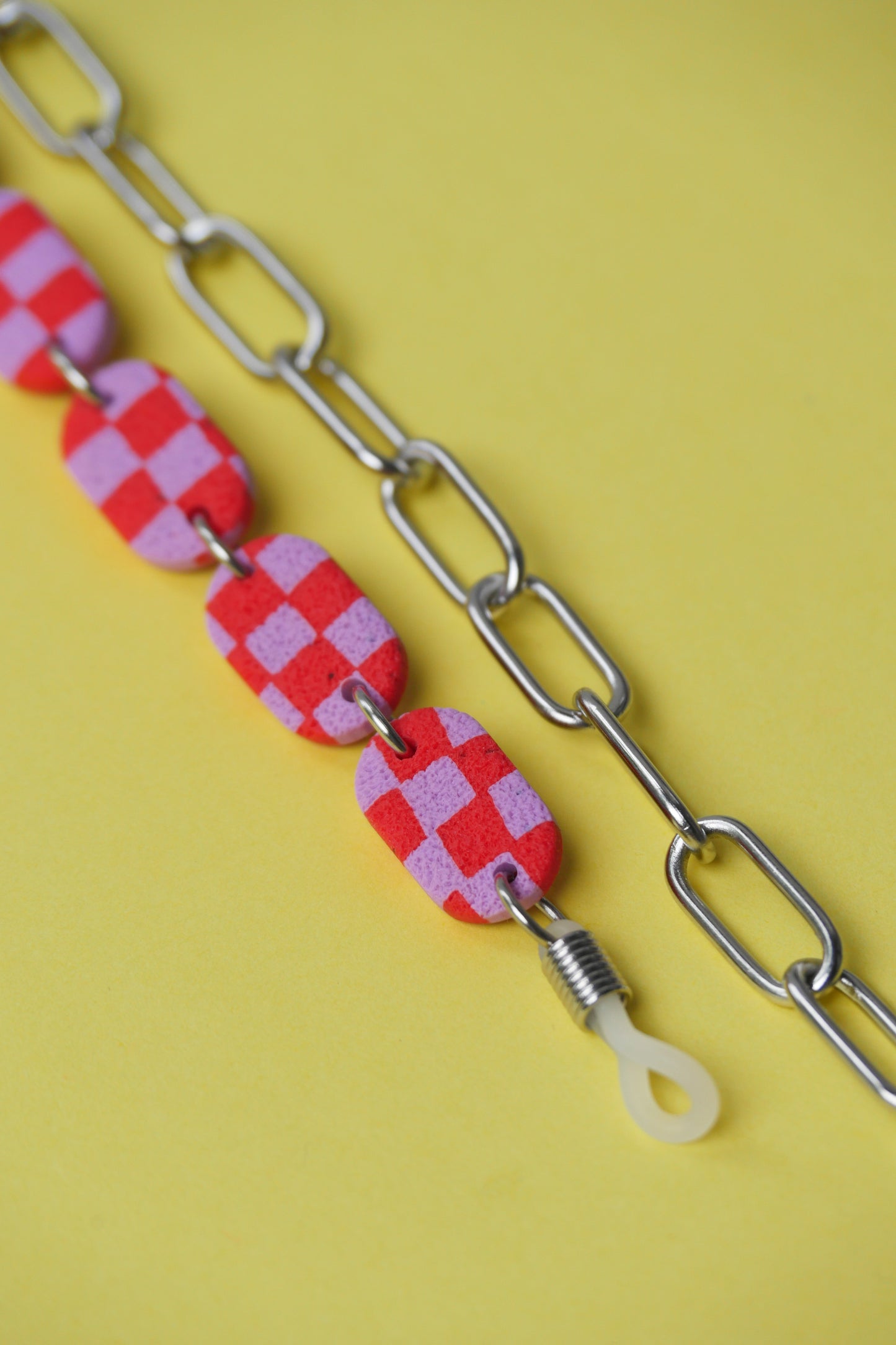 Garance eyeglass chain - red &amp; purple checkerboard | Accessories