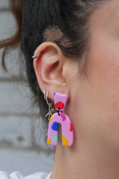 Solveig Mini Polymer Clay Earrings - Arch Pink &amp; Confetti | Unique Collection