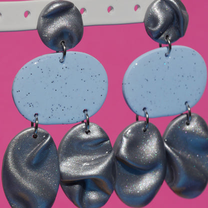 Earrings - Draped blue &amp; silver | Doris Collection