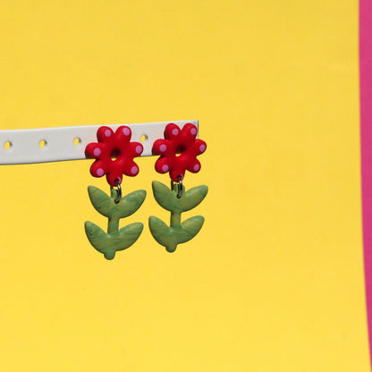 Earrings - Red flower | Doris Collection