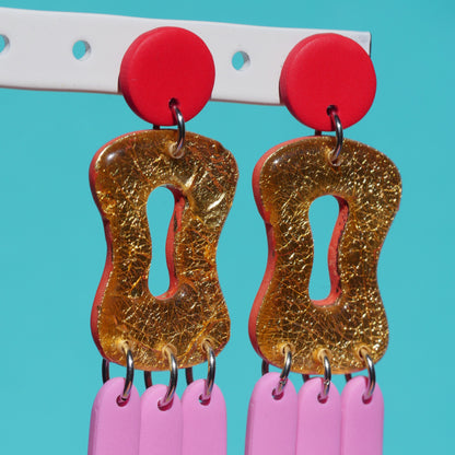 Earrings - Gold, pink &amp; red | Doris Collection