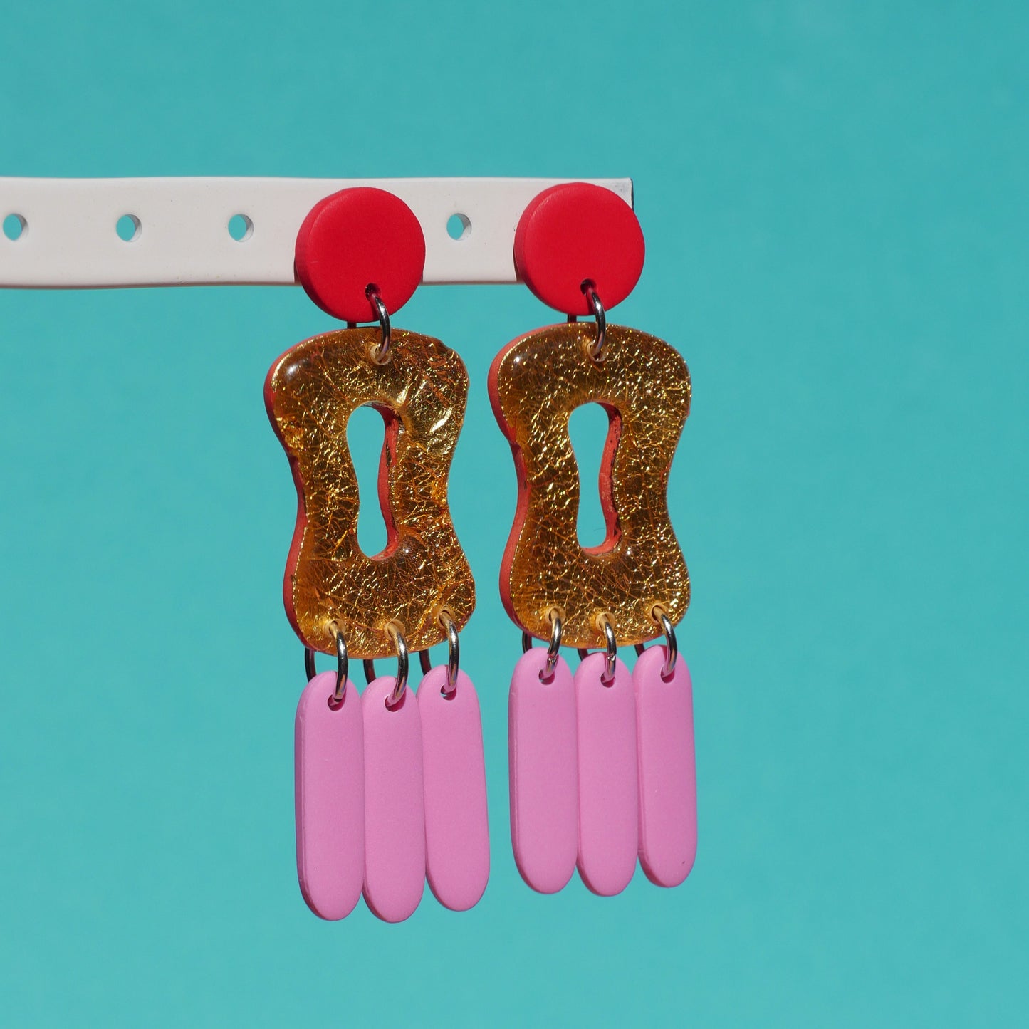 Earrings - Gold, pink &amp; red | Doris Collection