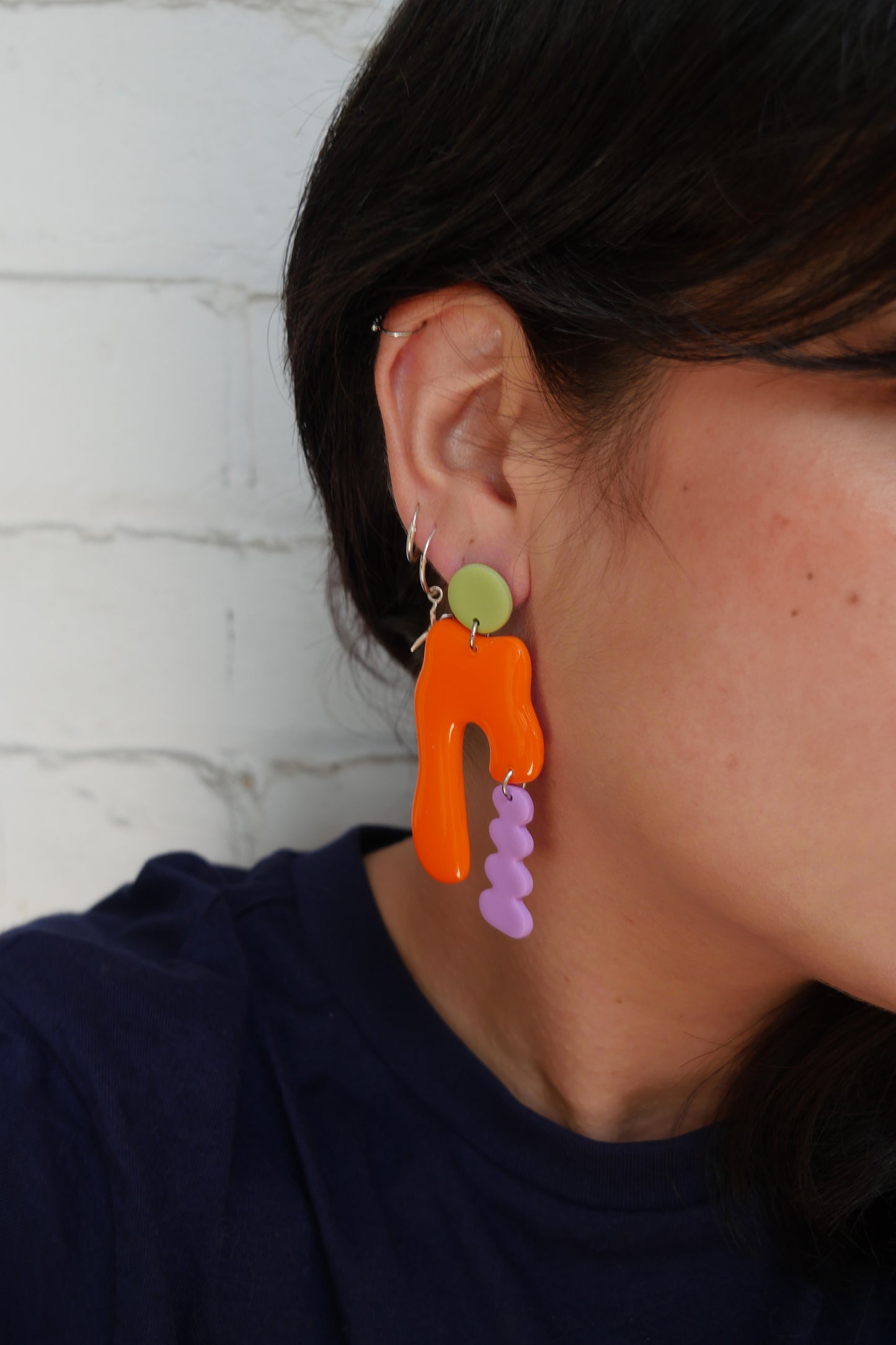 Boucles d'oreilles - Demi-arch orange & lila | Collection Doris